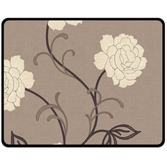 Flower Floral Black Grey Rose Double Sided Fleece Blanket (medium)  by Mariart