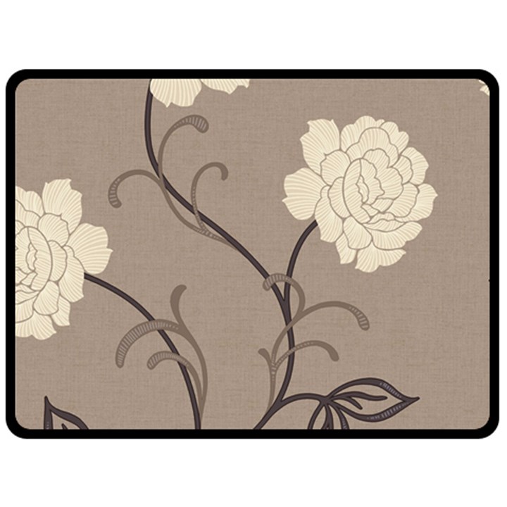 Flower Floral Black Grey Rose Double Sided Fleece Blanket (Large) 