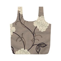 Flower Floral Black Grey Rose Full Print Recycle Bags (M) 