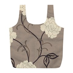 Flower Floral Black Grey Rose Full Print Recycle Bags (l)  by Mariart