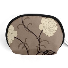 Flower Floral Black Grey Rose Accessory Pouches (Medium) 