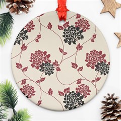 Flower Floral Black Pink Ornament (round) by Mariart