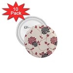 Flower Floral Black Pink 1.75  Buttons (10 pack) Front