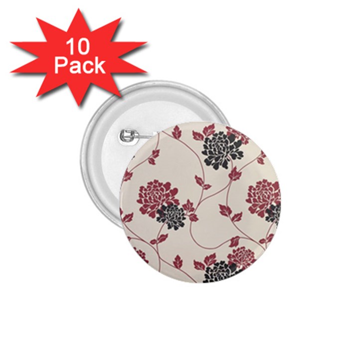 Flower Floral Black Pink 1.75  Buttons (10 pack)