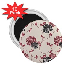 Flower Floral Black Pink 2 25  Magnets (10 Pack) 