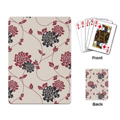 Flower Floral Black Pink Playing Card by Mariart