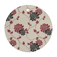 Flower Floral Black Pink Round Ornament (two Sides) by Mariart