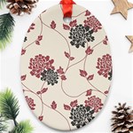 Flower Floral Black Pink Oval Ornament (Two Sides) Front