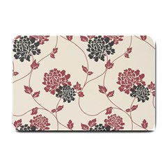 Flower Floral Black Pink Small Doormat  by Mariart