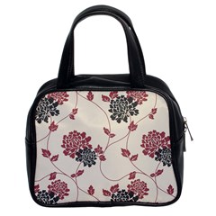 Flower Floral Black Pink Classic Handbags (2 Sides) by Mariart