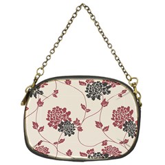 Flower Floral Black Pink Chain Purses (one Side)  by Mariart