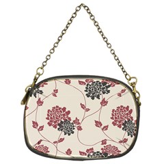 Flower Floral Black Pink Chain Purses (two Sides)  by Mariart