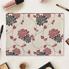 Flower Floral Black Pink Cosmetic Bag (xl) by Mariart