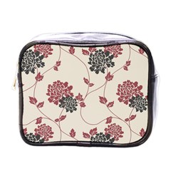 Flower Floral Black Pink Mini Toiletries Bags by Mariart