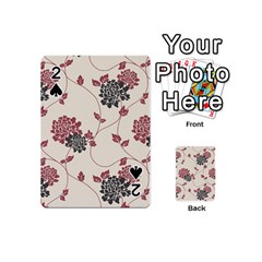 Flower Floral Black Pink Playing Cards 54 (mini)  by Mariart