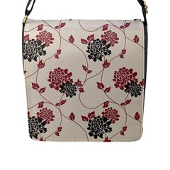 Flower Floral Black Pink Flap Messenger Bag (l) 