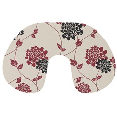 Flower Floral Black Pink Travel Neck Pillows by Mariart