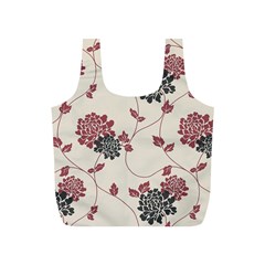 Flower Floral Black Pink Full Print Recycle Bags (s)  by Mariart