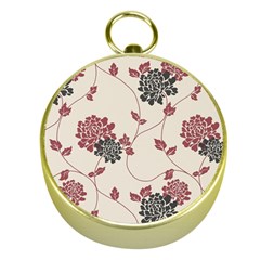 Flower Floral Black Pink Gold Compasses by Mariart