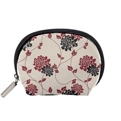 Flower Floral Black Pink Accessory Pouches (small)  by Mariart