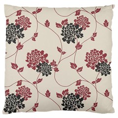 Flower Floral Black Pink Large Flano Cushion Case (two Sides) by Mariart