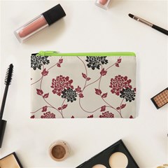 Flower Floral Black Pink Cosmetic Bag (xs) by Mariart