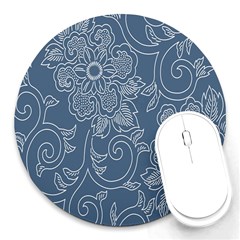 Flower Floral Blue Rose Star Round Mousepads by Mariart