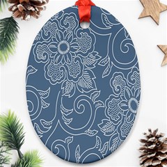 Flower Floral Blue Rose Star Ornament (oval)