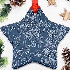 Flower Floral Blue Rose Star Ornament (star)