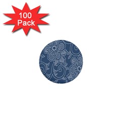 Flower Floral Blue Rose Star 1  Mini Buttons (100 Pack)  by Mariart