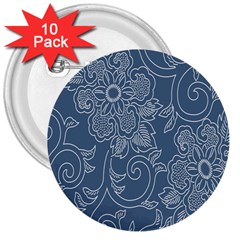 Flower Floral Blue Rose Star 3  Buttons (10 Pack)  by Mariart