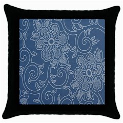 Flower Floral Blue Rose Star Throw Pillow Case (black) by Mariart