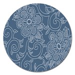 Flower Floral Blue Rose Star Magnet 5  (Round) Front