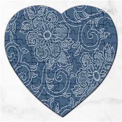 Flower Floral Blue Rose Star Jigsaw Puzzle (heart) by Mariart