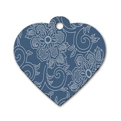 Flower Floral Blue Rose Star Dog Tag Heart (one Side) by Mariart