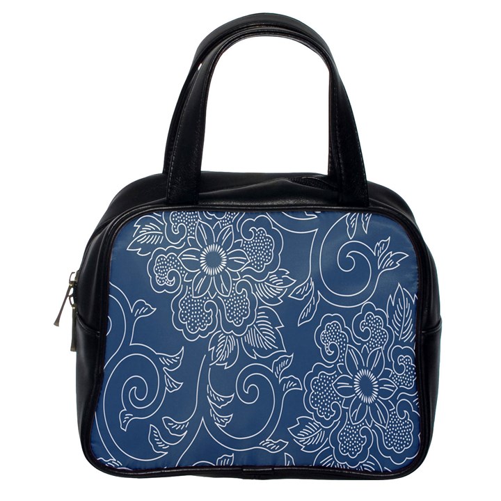 Flower Floral Blue Rose Star Classic Handbags (One Side)