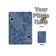 Flower Floral Blue Rose Star Playing Cards 54 (mini)  by Mariart