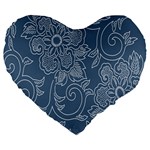 Flower Floral Blue Rose Star Large 19  Premium Heart Shape Cushions Front