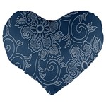 Flower Floral Blue Rose Star Large 19  Premium Heart Shape Cushions Back