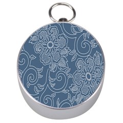 Flower Floral Blue Rose Star Silver Compasses by Mariart