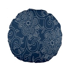 Flower Floral Blue Rose Star Standard 15  Premium Flano Round Cushions by Mariart