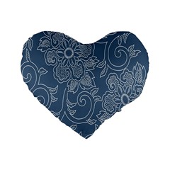 Flower Floral Blue Rose Star Standard 16  Premium Flano Heart Shape Cushions by Mariart