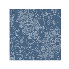 Flower Floral Blue Rose Star Small Satin Scarf (square) by Mariart