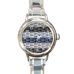 Digital Print Scrapbook Flower Leaf Colorgray Black Purple Blue Round Italian Charm Watch by Mariart