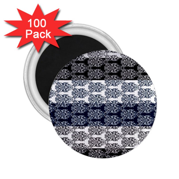 Digital Print Scrapbook Flower Leaf Colorgray Black Purple Blue 2.25  Magnets (100 pack) 