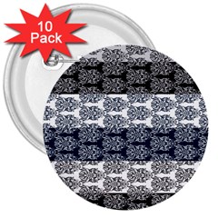 Digital Print Scrapbook Flower Leaf Colorgray Black Purple Blue 3  Buttons (10 Pack)  by Mariart