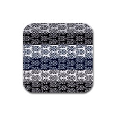 Digital Print Scrapbook Flower Leaf Colorgray Black Purple Blue Rubber Square Coaster (4 Pack)  by Mariart