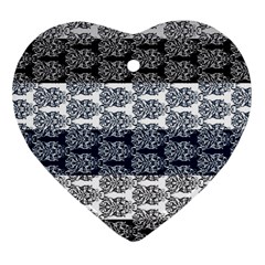 Digital Print Scrapbook Flower Leaf Colorgray Black Purple Blue Heart Ornament (two Sides) by Mariart