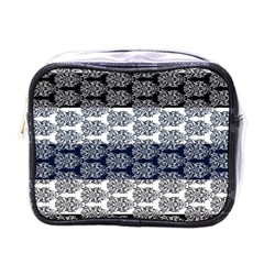 Digital Print Scrapbook Flower Leaf Colorgray Black Purple Blue Mini Toiletries Bags by Mariart