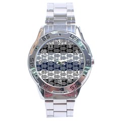 Digital Print Scrapbook Flower Leaf Colorgray Black Purple Blue Stainless Steel Analogue Watch by Mariart